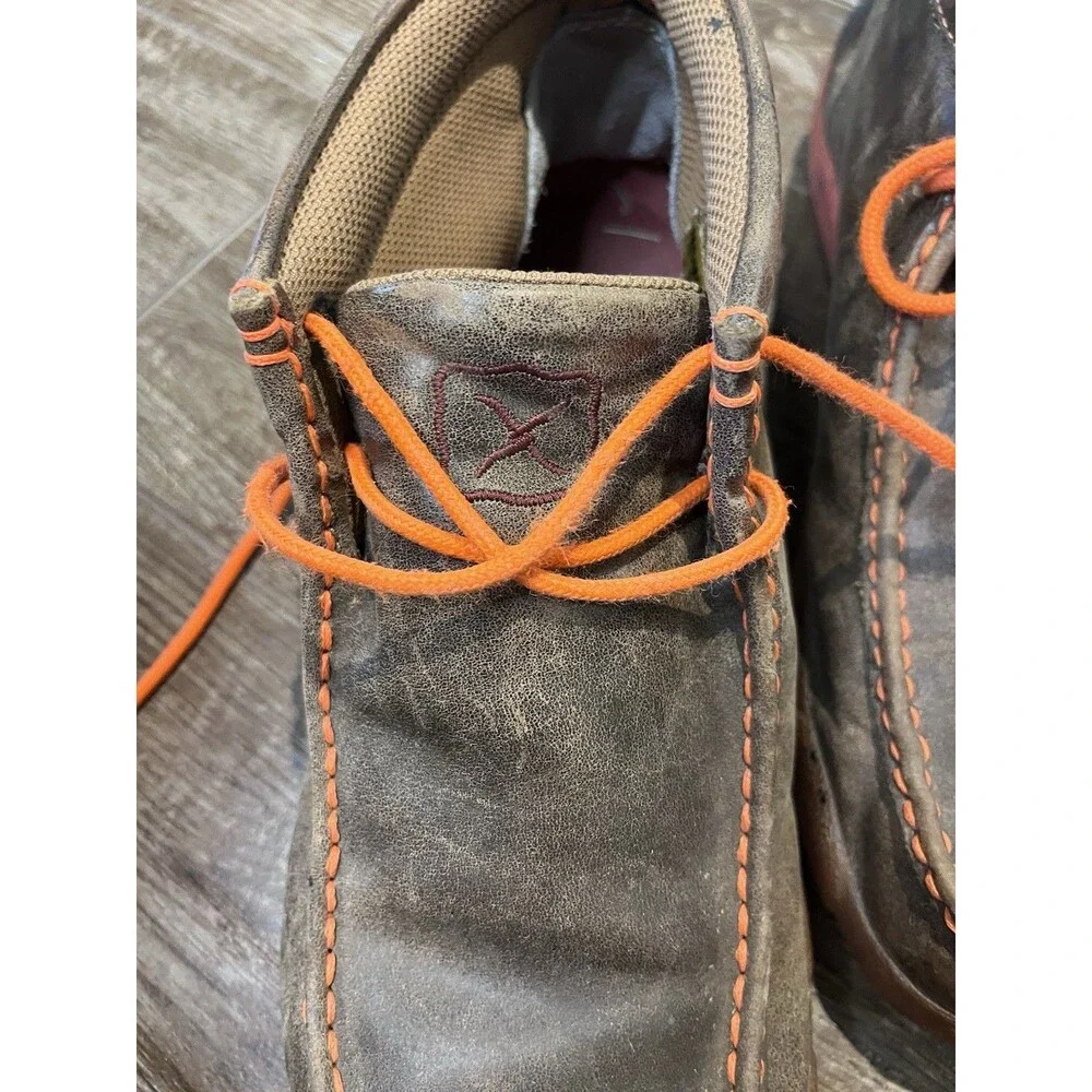 Twisted X Chukka Shoes Men's Size 9M Brown With Neon Orange MDM0019 Western Work